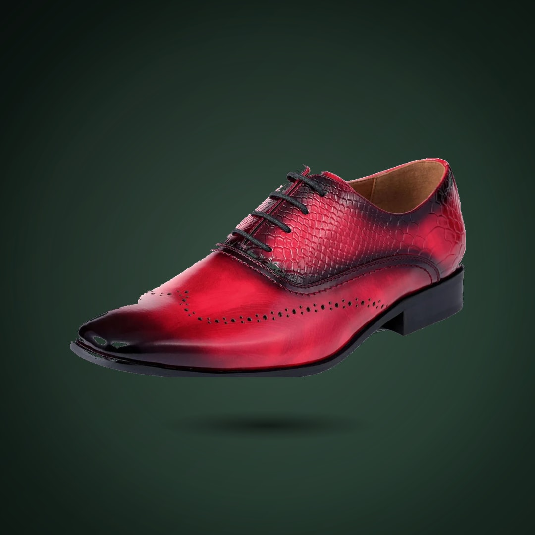 Red knit running shoe